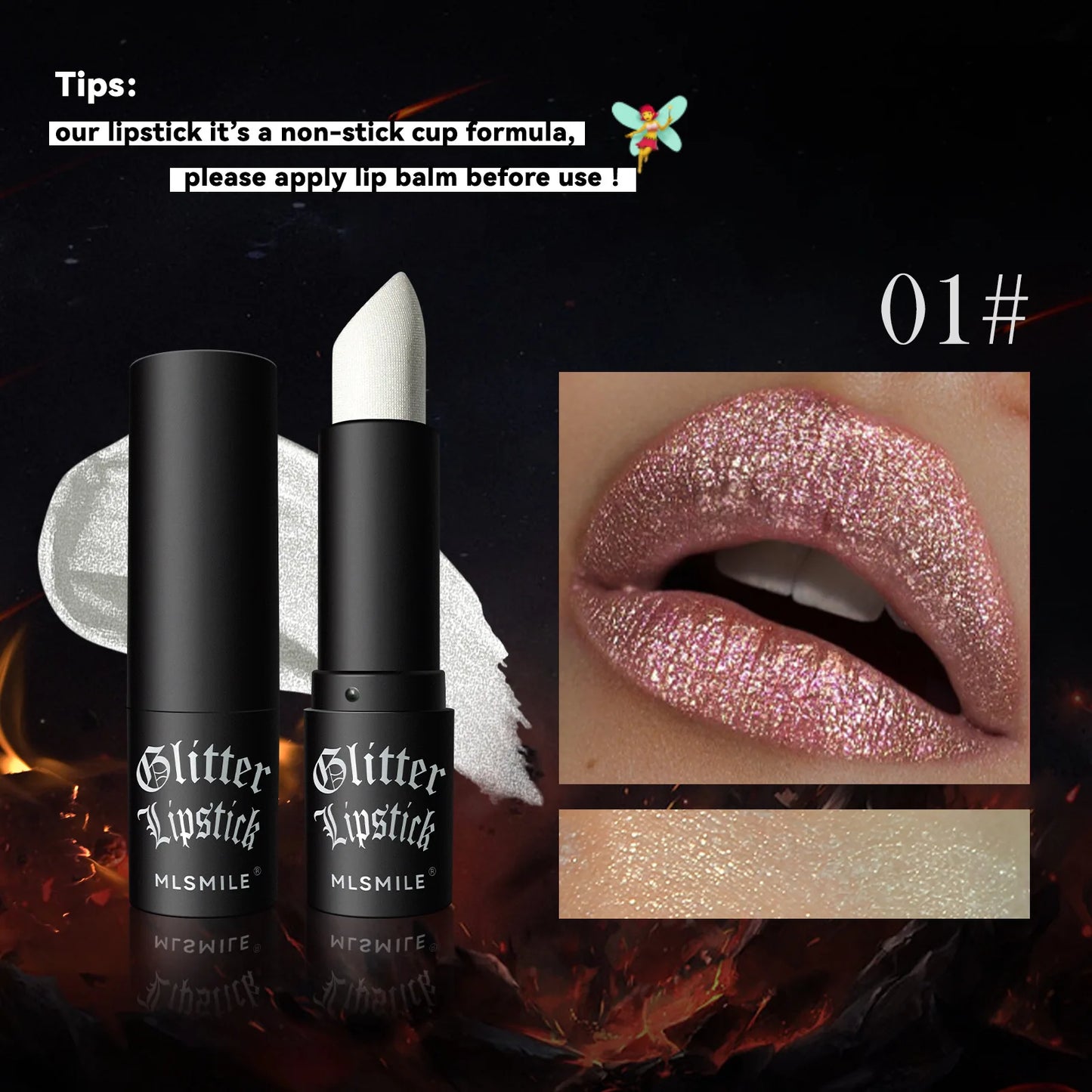 Glitter Lipstick Waterproof Diamond Metallic Lipstick