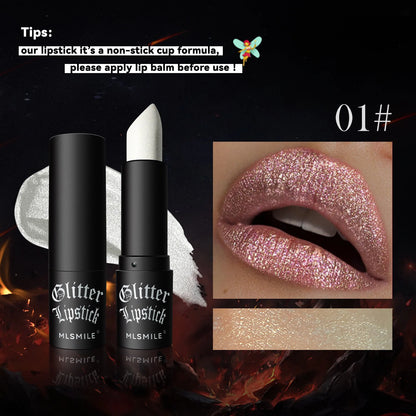 Glitter Lipstick Waterproof Diamond Metallic Lipstick