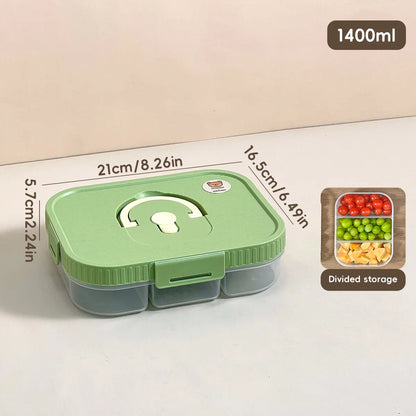 Microwave Plastic Divided Lunch Box With Handle Camping