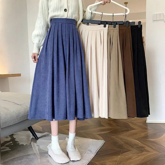 Vintage Pleated High Waist Korean College Long Goth Skirt
