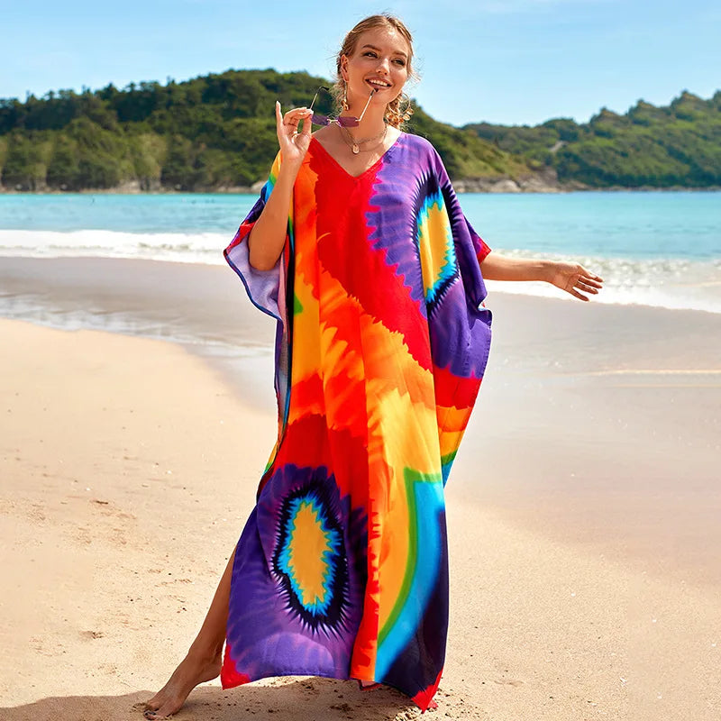 Swimsuit Kaftans Beach Cover Ups Colorful Outfits Dress