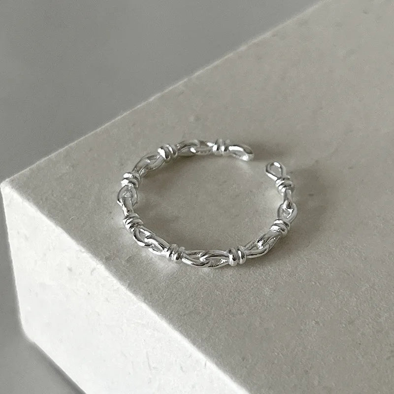 925 Sterling Silver Retro Geometric Asymmetric Rings