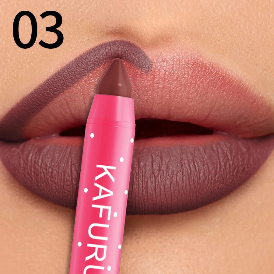 15 Colors Lipstick Pencil Waterproof Sexy Red Matte Contour Tint Lipstick