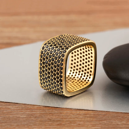 Square Shape Crystal Unisex Copper Zircon Rings