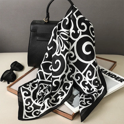 Luxury Silk Square Plaid Satin Scarf