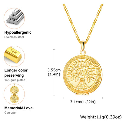 Photo Frame Glossy Stainless Steel Necklaces