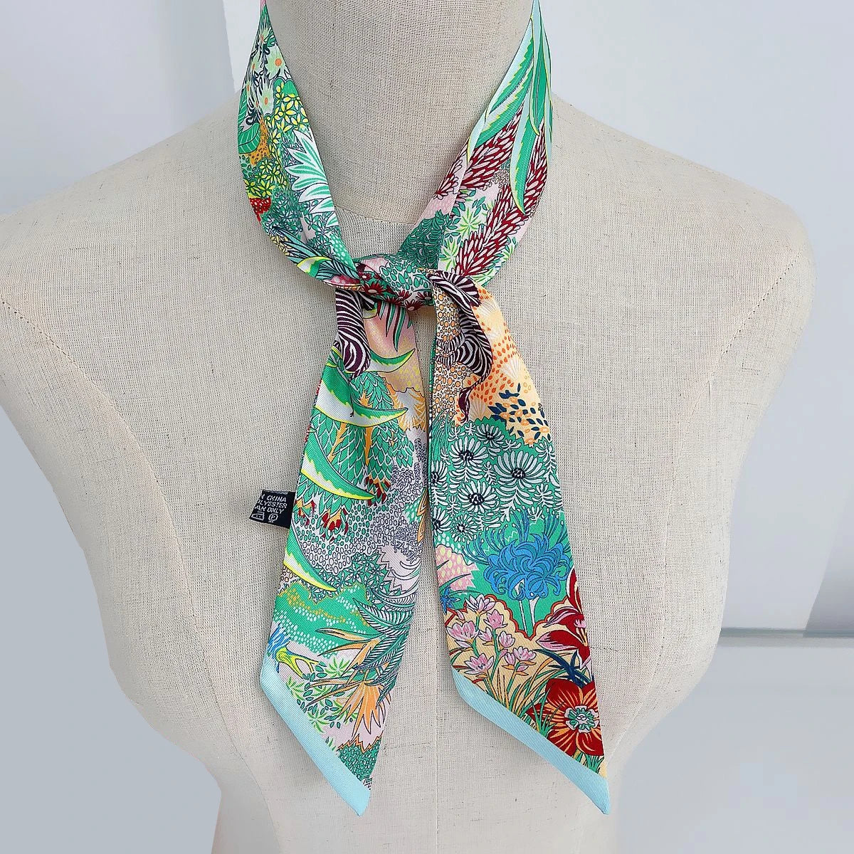 Zebra In Flowers Scarf Luxury Silk Scarf Hair Headband Foulard Skinny Scarves