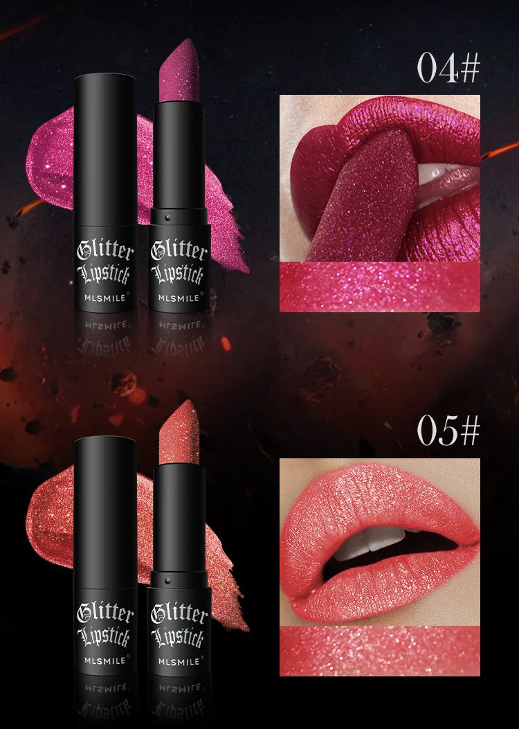 Glitter Lipstick Waterproof Diamond Metallic Lipstick