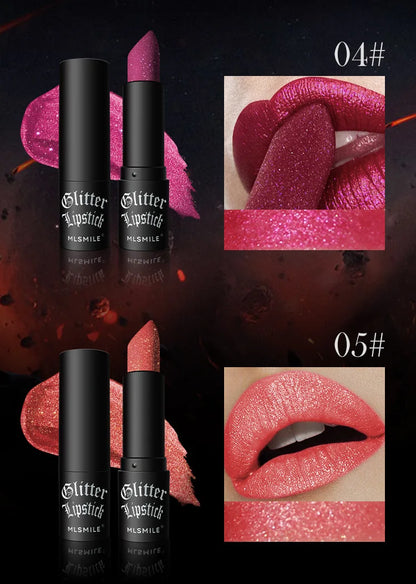 Glitter Lipstick Waterproof Diamond Metallic Lipstick