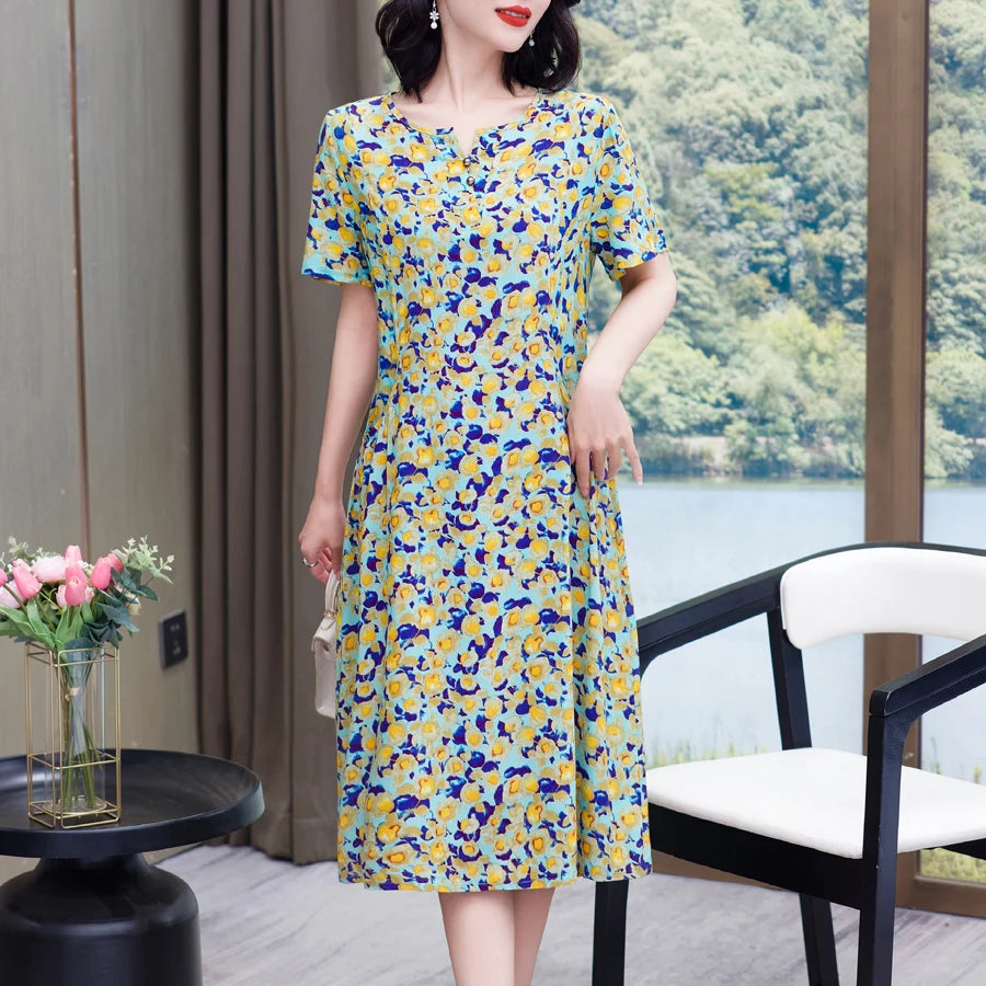 Bata informal de manga corta estilo boho, vestido largo