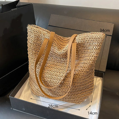 Casual Straw Woven Shoulder Wicker Handmade Beach Bag