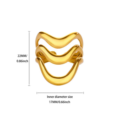 Stainless Steel Irregular Wave Creative Gold Open Punk Rapper Rings