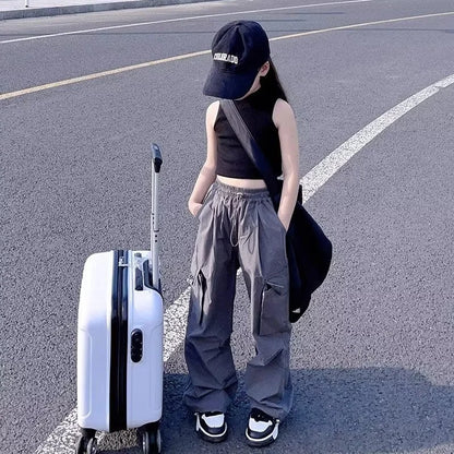 Girls Cargo Loose Workwear Lightweight Pants