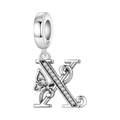 925 Sterling Silver Zircon Butterfly Letter Bracelet