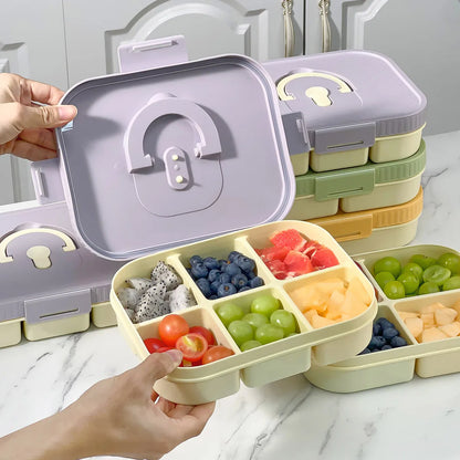 Microwave Plastic Divided Lunch Box With Handle Camping