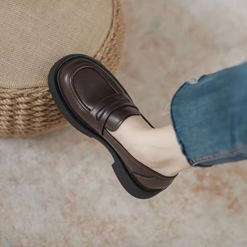 Loafers Round Toe Chunky Casual Office Shoes