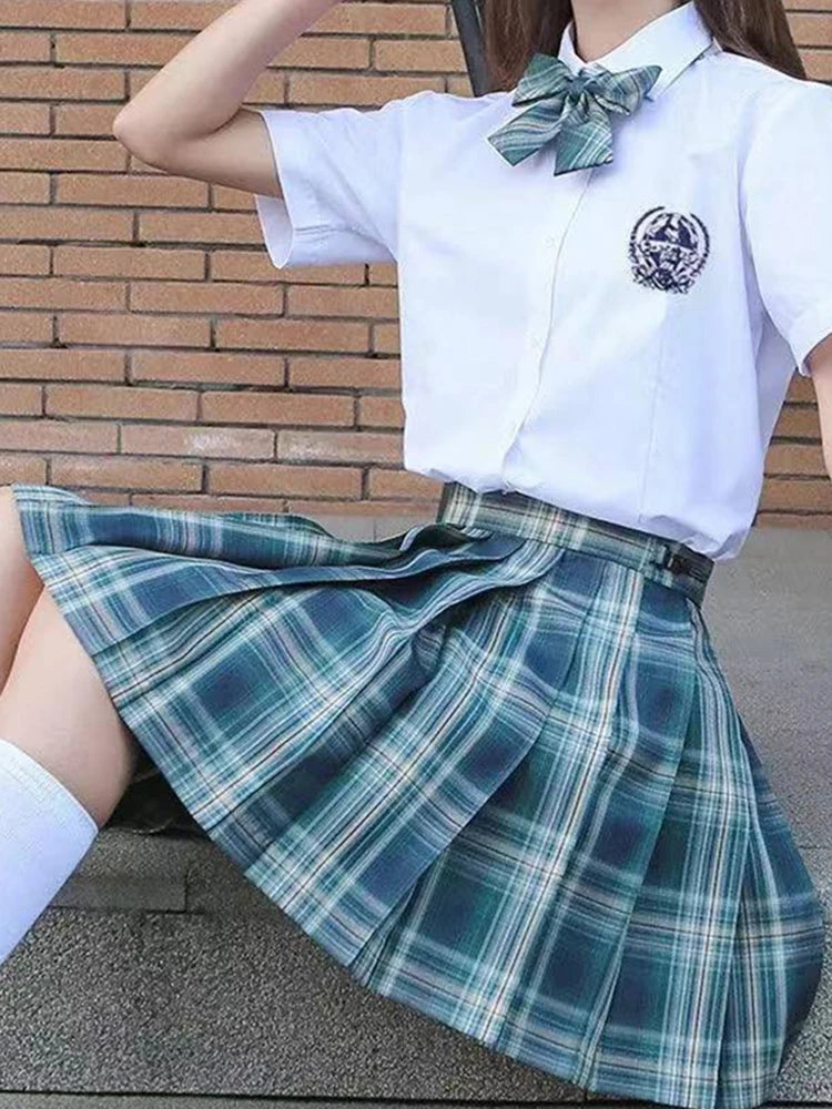 Falda corta de baile estilo preppy de talle alto para chicas
