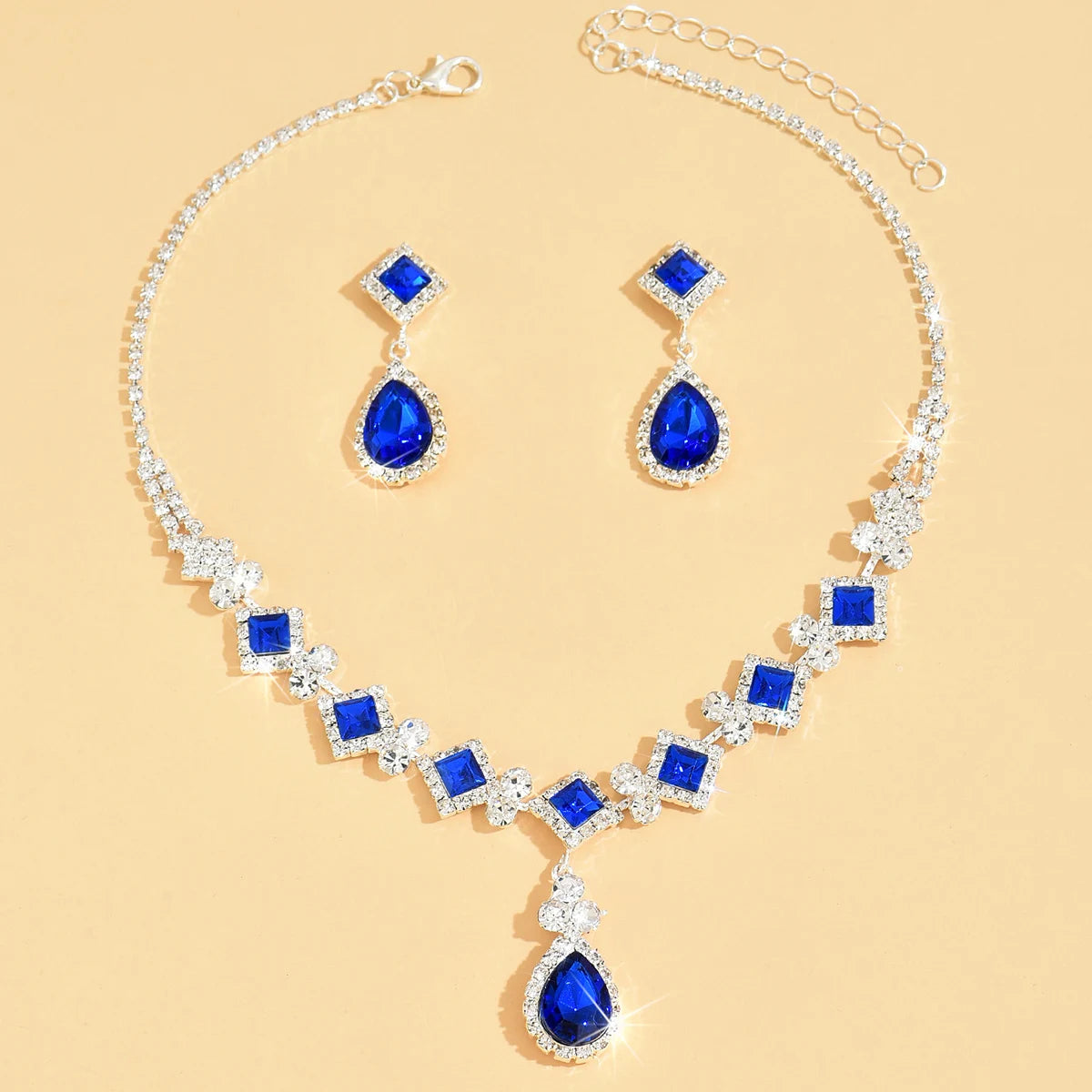 Claw Chain Geometric Droplet Necklace Set