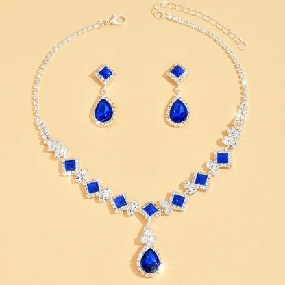 Claw Chain Geometric Droplet Necklace Set