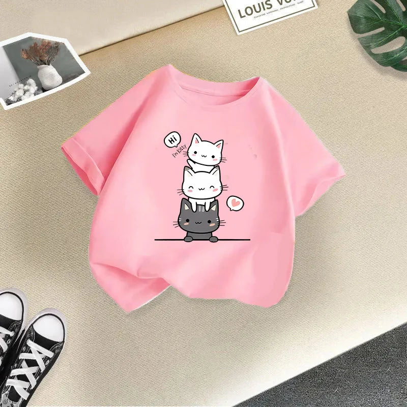 Cat Candy Funny Short Sleeve Baby Girl T-shirt