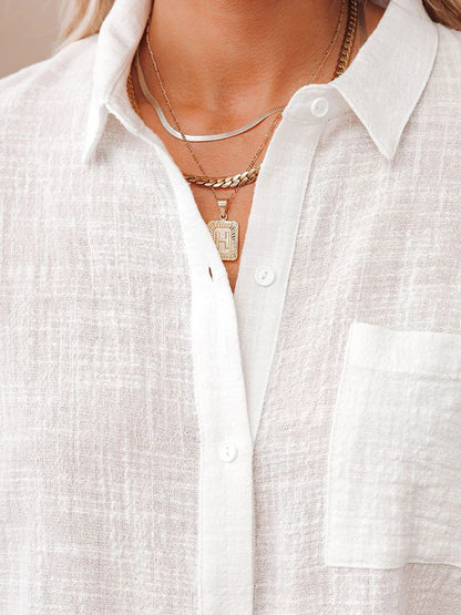 Short Sleeve Cotton Linen Loose Blouse