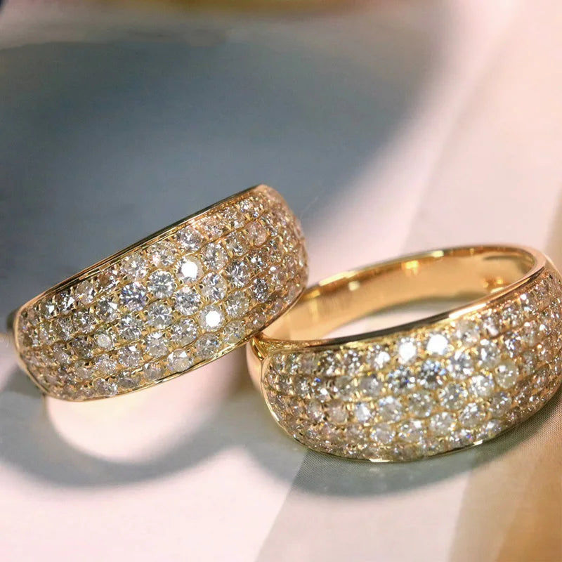 Luxury Gold Color Full Shiny Cubic Zirconia Ring