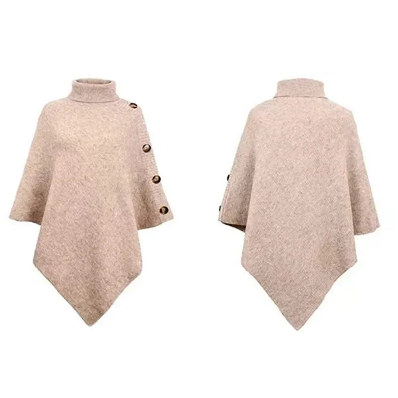 Autumn Winter Turtleneck Loose Pullover Shawl Long Casual Sweater