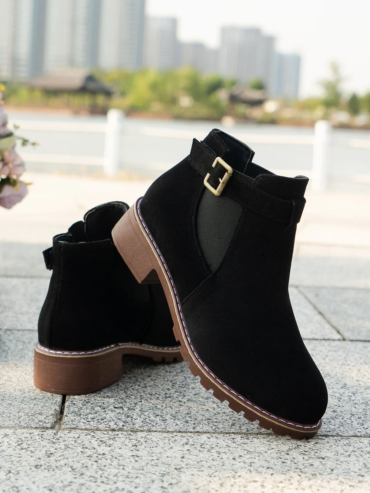 High Quality Belt Buckle Plus Size Modern Round Toe Naked Boots