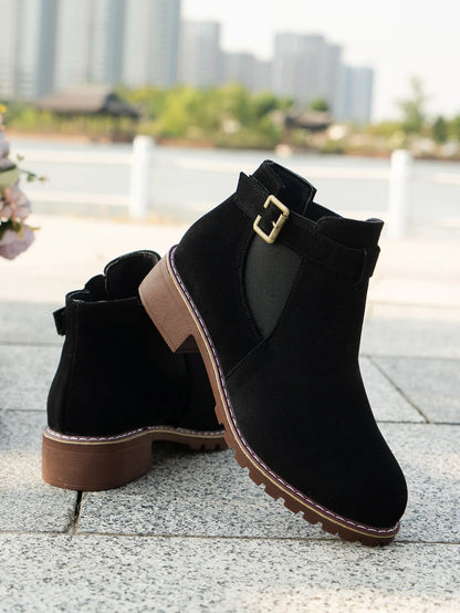 High Quality Belt Buckle Plus Size Modern Round Toe Naked Boots