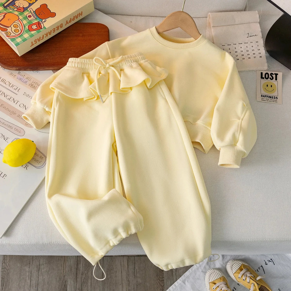 Hoodie Sweatpants Spring Autumn Korean Loose Casual Sporty Long Sleeves