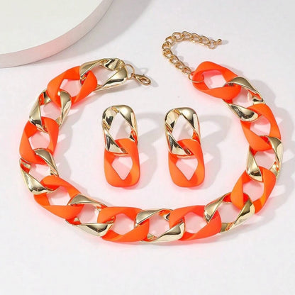 Hip Hop Color Acrylic Choker Necklace Set