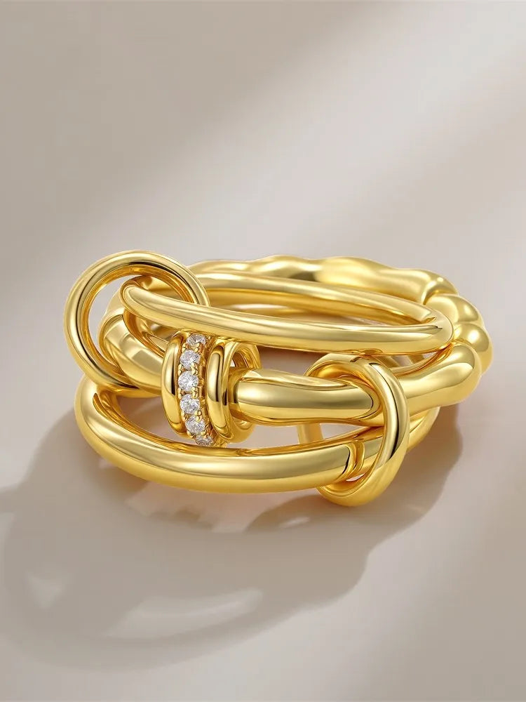 DANA Zirconia Gold Plated Rings Set
