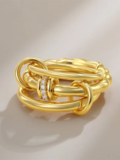 DANA Zirconia Gold Plated Rings Set