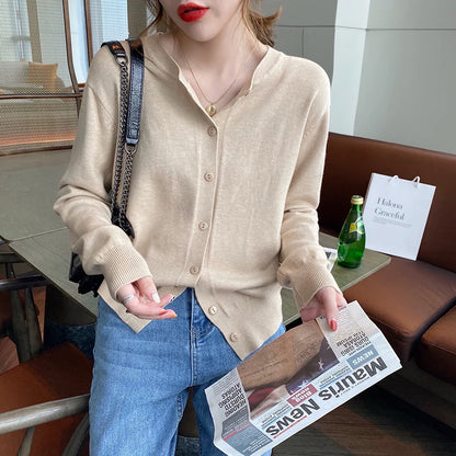 Knitted Cardigans Long Sleeve O-Neck White Knit Cardigan Tops Sweaters