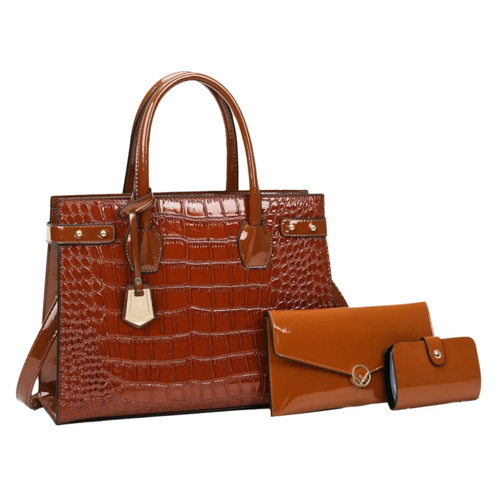 Retro Crossbody Crocodile Pattern Texture Bag Set