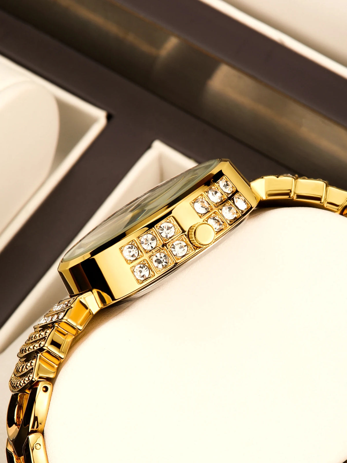 Affordable Luxury with Diamond-Set Dial Water-Resistant Quartz Watch