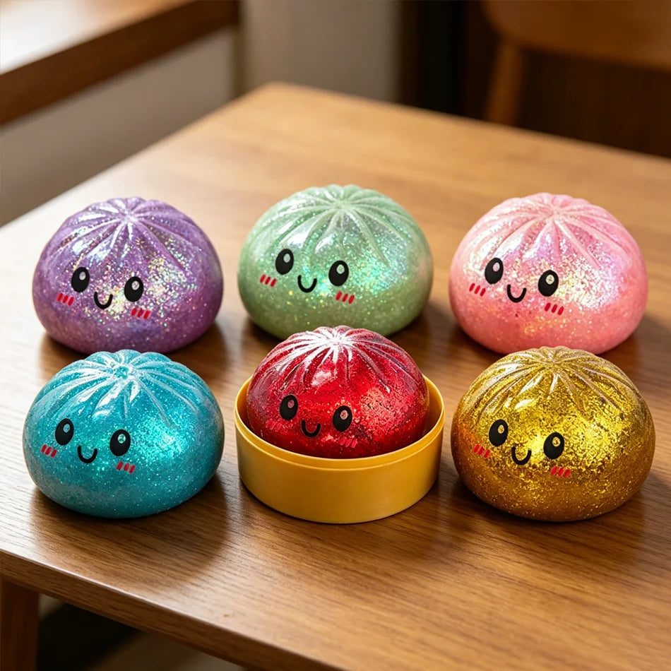 1-12pcs Glitter Dumpling Glitter Dumpling Squishy Squeeze Toy