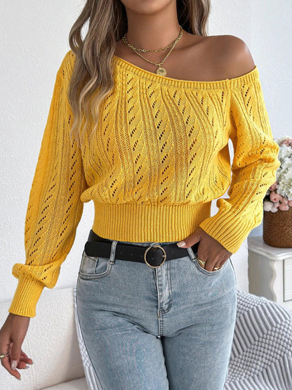 Casual Elegant Slash Neck Off shoulder Long Sleeved Pullover