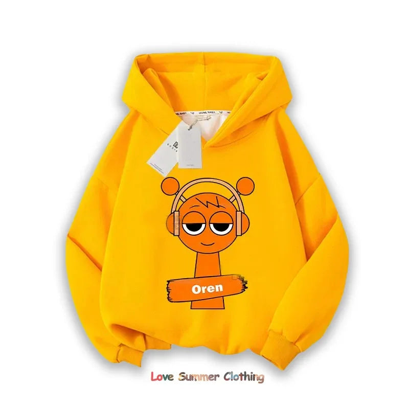Sprunki Thick Anime Cartoon Sweatshirt Autumn Winter Hip Hop Hooded