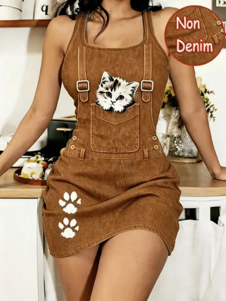 Casual home wear tailored waistcoat sleeveless sleep Dress