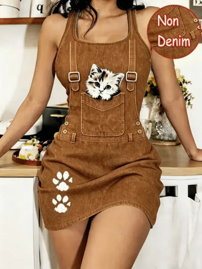 Casual home wear tailored waistcoat sleeveless sleep Dress