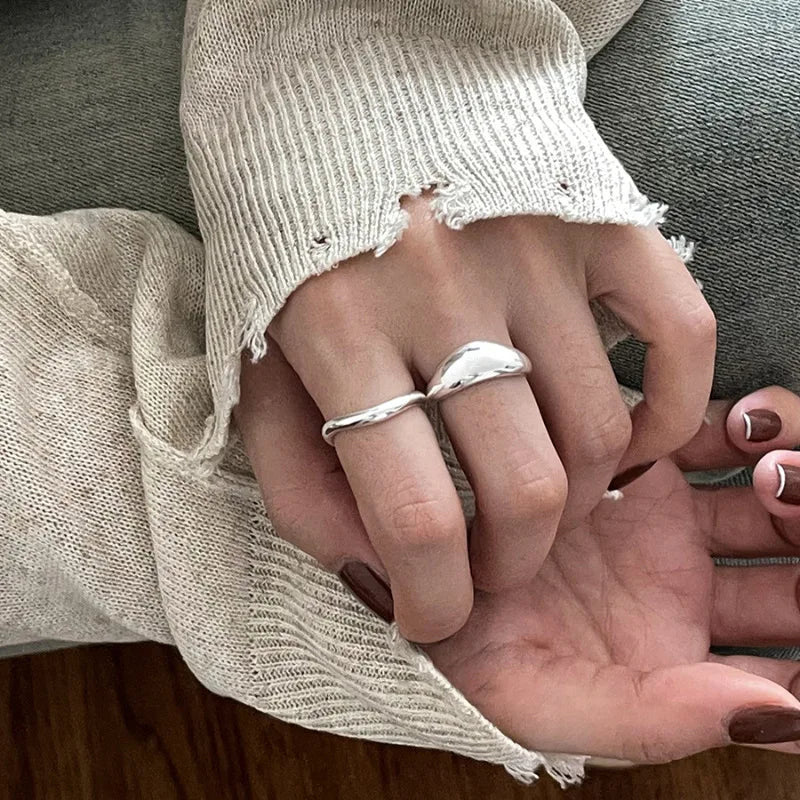 خاتم هندسي غير منتظم من الفضة الإسترلينية عيار 925