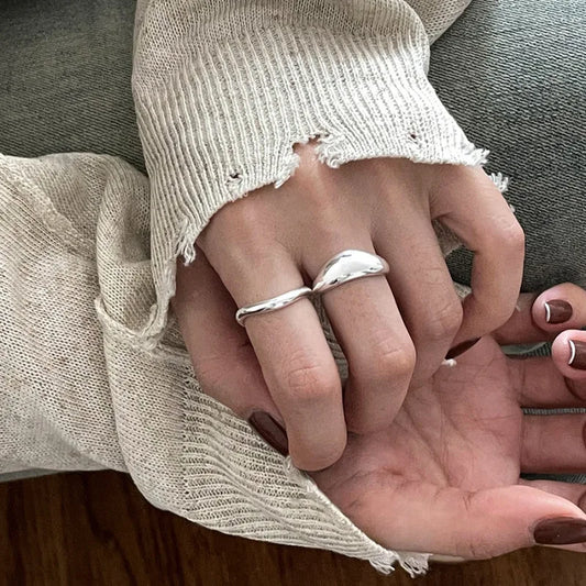 خاتم هندسي غير منتظم من الفضة الإسترلينية عيار 925