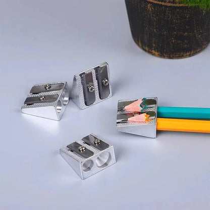 1/10/20Pcs Silver Aluminum Alloy Pencil Sharpener 2-Hole