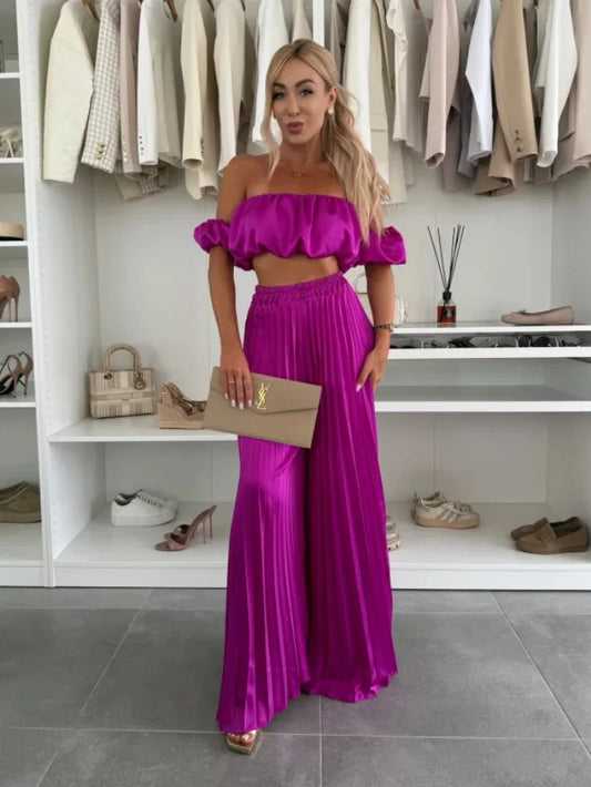 Elegant strapless casual pants Set