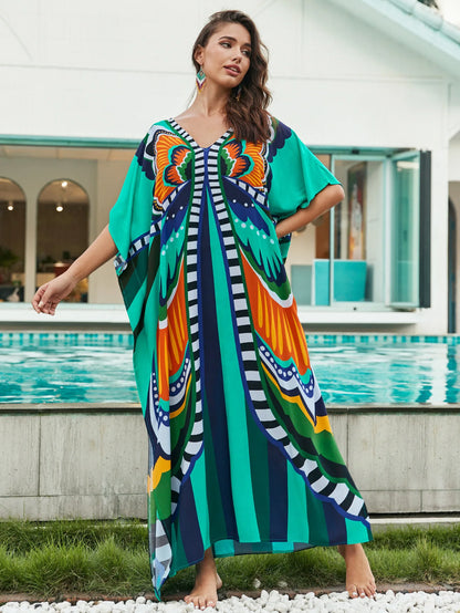Plus Size Loose Fit Moroccan Batwing Kaftan Beach Dress