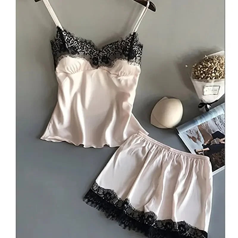 Lace Sexy Sleep Shorts Sleepwear Pyjamas Set