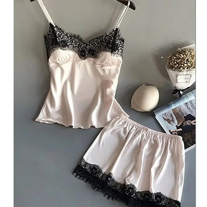 Lace Sexy Sleep Shorts Sleepwear Pyjamas Set