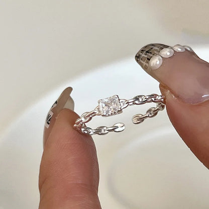 925 Sterling Silver Retro Geometric Asymmetric Rings