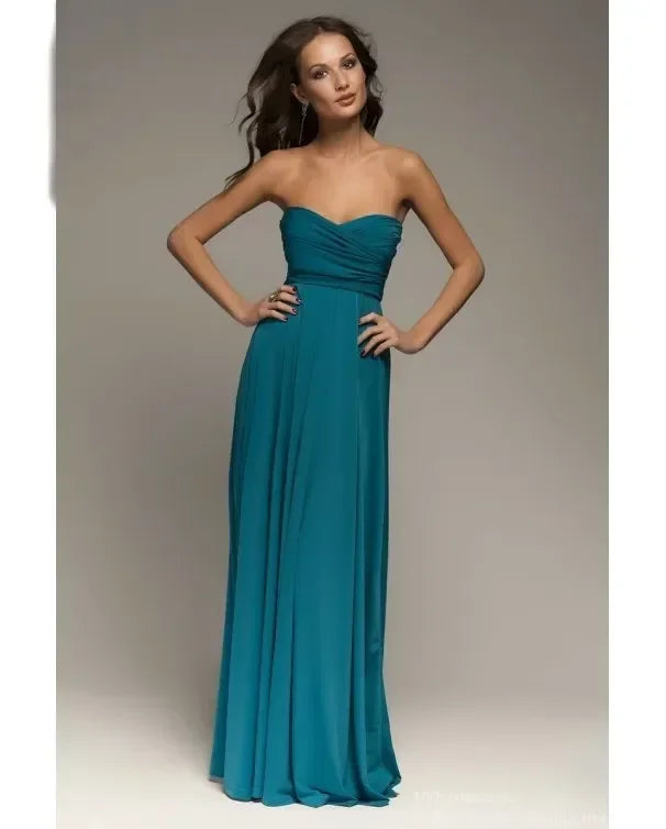 Multi-worn V-neck Vestidos De Fiesta Long Sexy Maxi Dress